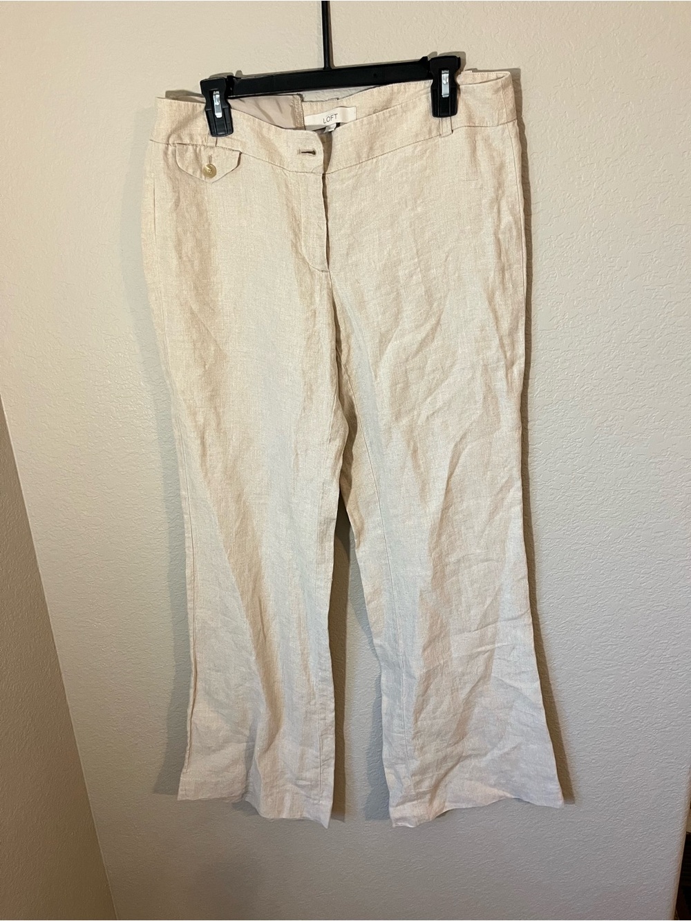 LOFT Women’s Size 6 100% Linen Pants Natural Beige Coastal Quiet Luxury